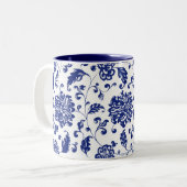2 Couleurs Tasse florale bleue (Devant gauche)