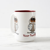 2 Couleurs Tasse florale de hibou (Devant gauche)