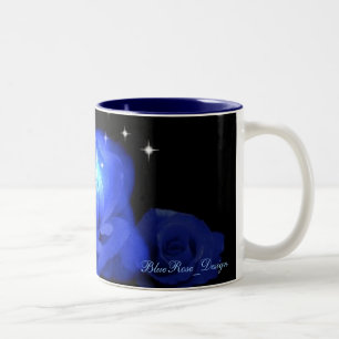 2 Couleurs Tasse florale de motif de rose de bleu