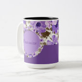 2 Couleurs Tasse florale pourpre et blanche personnalisée (Devant gauche)