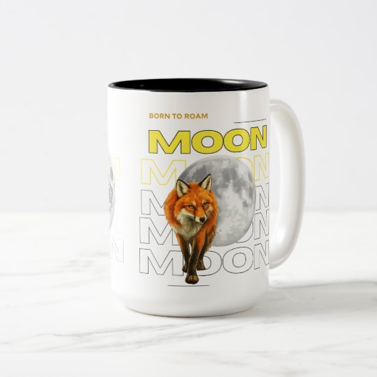 2 Couleurs Tasse Fox Moon Né pour Errer (Devant droit)