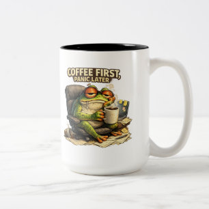 2 Couleurs Tasse Fun Frog Café D'abord, Panique Plus Tard