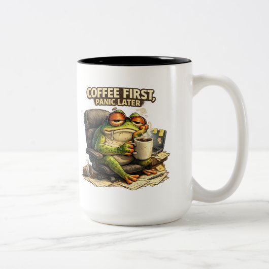 2 Couleurs Tasse Fun Frog Café D'abord, Panique Plus Tard (Droit)