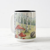 2 Couleurs Tasse gnomecore fantaisiste, hérisson, champignon (Devant gauche)