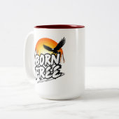 2 Couleurs Tasse Graphique Aigle Né Libre (Devant gauche)