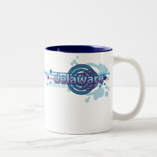2 Couleurs Tasse graphique bleue du Delaware de cercle