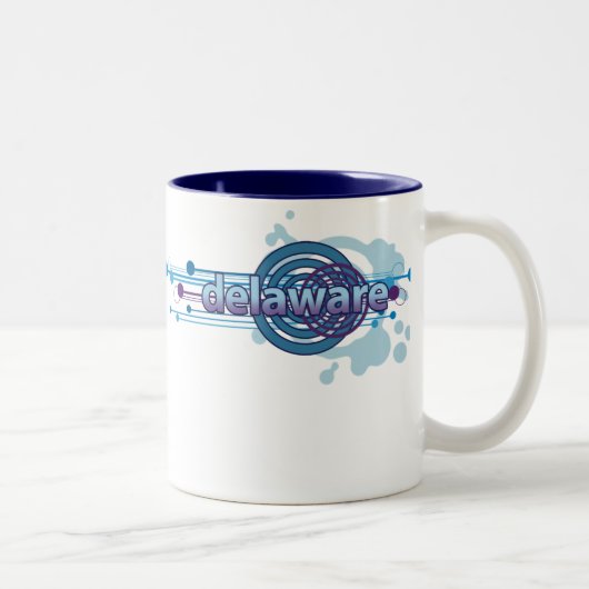 2 Couleurs Tasse graphique bleue du Delaware de cercle (Droit)