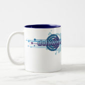 2 Couleurs Tasse graphique bleue du Delaware de cercle (Gauche)