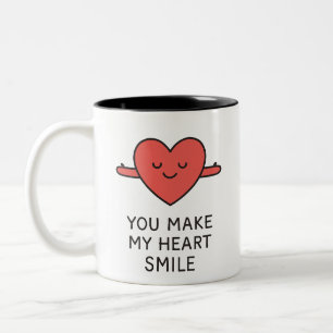2 Couleurs Tasse graphique mignonne "TU ME FAIS SOURIRE LE CŒ