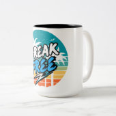 2 Couleurs Tasse Graphique Rétro « Libérez-Vous » (Devant droit)