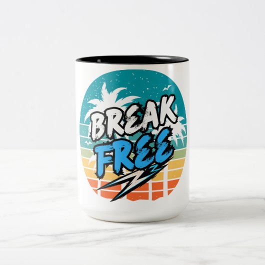 2 Couleurs Tasse Graphique Rétro « Libérez-Vous » (Centre)