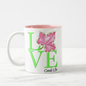 2 Couleurs Tasse grecque de la vie d'amour rose et vert (Gauche)