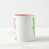2 Couleurs Tasse grecque de la vie d'amour rose et vert (Centre)