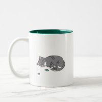 tasse grise de chat tigré