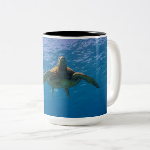 2 Couleurs Tasse hawaïenne d'étreinte de tortue de mer vert