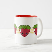 2 Couleurs Tasse heureuse de fraise (Devant droit)