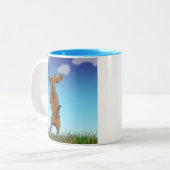 2 Couleurs Tasse heureuse de teckel (Devant gauche)