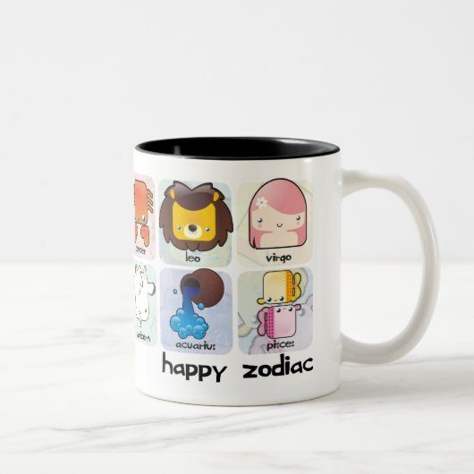 2 Couleurs Tasse heureuse de zodiaque (Droit)