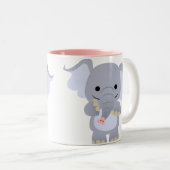 2 Couleurs Tasse heureuse d'éléphant de bande dessinée (Devant droit)