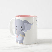 2 Couleurs Tasse heureuse d'éléphant de bande dessinée (Devant gauche)