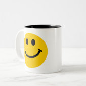 2 Couleurs Tasse heureuse jaune de visage (Devant gauche)