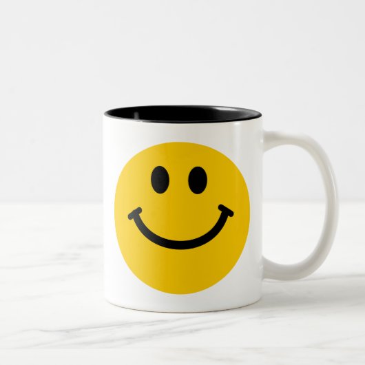 2 Couleurs Tasse heureuse jaune de visage (Droit)