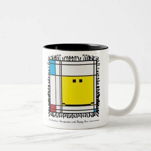 2 Couleurs tasse heureuse mondrian de visage (Droit)