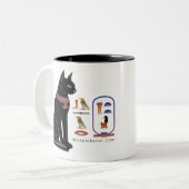 2 Couleurs Tasse hiéroglyphique de chat égyptien (Devant gauche)