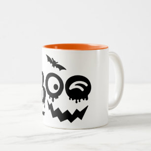 2 Couleurs Tasse Illustration Halloween Citrouille Noir Blanc