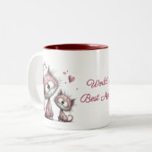 2 Couleurs Tasse Illustrations de Chats Très Mignons (Devant gauche)