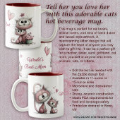 2 Couleurs Tasse Illustrations de Chats Très Mignons