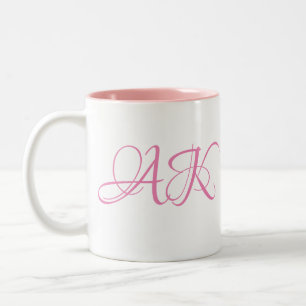 2 Couleurs Tasse initiale rose de monogramme -