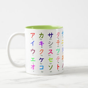 2 Couleurs Tasse japonaise de katakanas