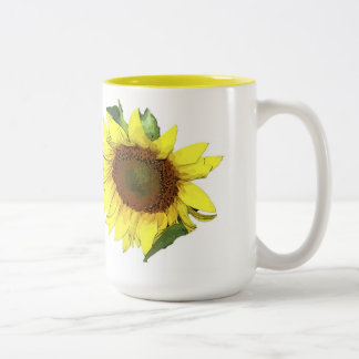 2 Couleurs Tasse jaune de tournesol de tasse avec l'intérieur