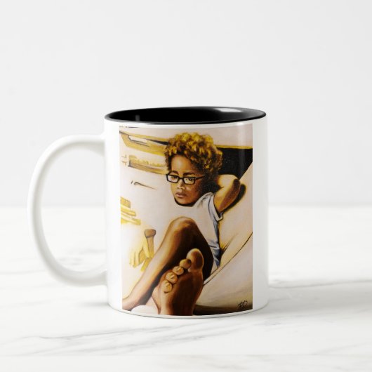 2 Couleurs Tasse jaune et noire avec l'enfant (Gauche)