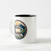 2 Couleurs Tasse Java Morning Coffee Retro Badge Deux Tons (Devant gauche)