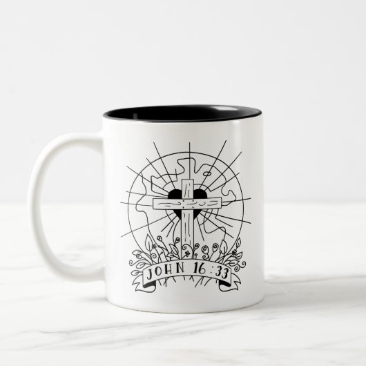 2 Couleurs tasse Jean 16:33 (Gauche)