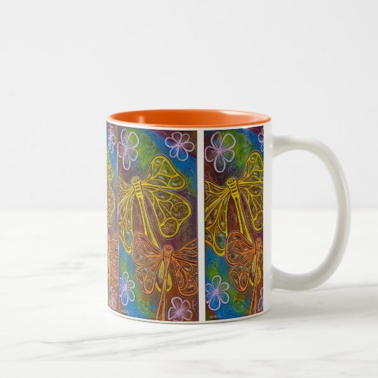 2 Couleurs Tasse joyeuse de libellule (Droit)
