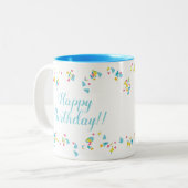 2 Couleurs Tasse Joyeux Anniversaire Confettis de Fête (Devant gauche)