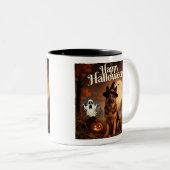2 Couleurs Tasse Joyeux Halloween Chien (Devant droit)