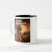 2 Couleurs Tasse Joyeux Halloween Chien (Devant gauche)
