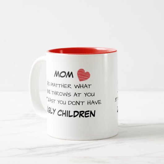 2 Couleurs Tasse laide drôle d'enfants de maman (Devant gauche)