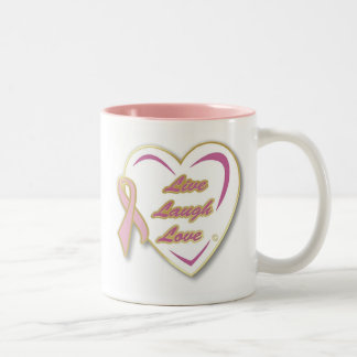 2 Couleurs Tasse LiveLaughLove de cancer du sein avec le