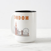 2 Couleurs Tasse Londres Skyline Deux Tons 15 oz. (Devant gauche)