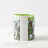 2 Couleurs Tasse Maddie's Elephants 11oz (Blanc/Vert) (Centre)