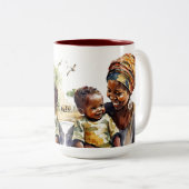 2 Couleurs Tasse Maman et Bébé Africains (Devant droit)