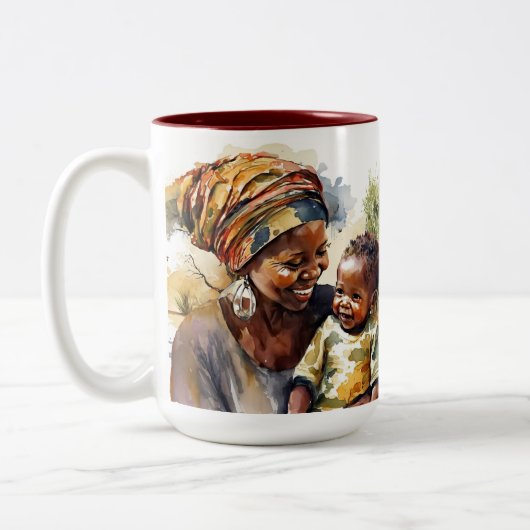 2 Couleurs Tasse Maman et Bébé Africains (Gauche)