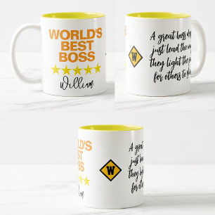 2 Couleurs Tasse Meilleur Patron du Monde   Nom personnalisé 