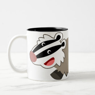 2 Couleurs Tasse mignonne de blaireau de bande dessinée