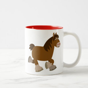 2 Couleurs Tasse mignonne de cheval de Shire de bande